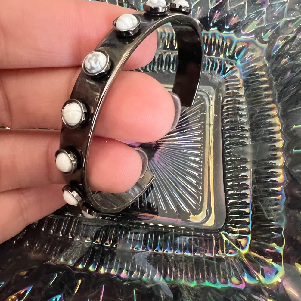 Shelly Brown Black and White Studded cuff Bracelet